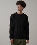 マシン ウォッシャブル  アンチ ピリング 軽量 アラン柄 クルーセーター イージーケア BLUE STANDARD ブルースタンダード