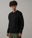 マシン ウォッシャブル  アンチ ピリング 軽量 アラン柄 クルーセーター イージーケア BLUE STANDARD ブルースタンダード