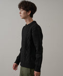 マシン ウォッシャブル  アンチ ピリング 軽量 アラン柄 クルーセーター イージーケア BLUE STANDARD ブルースタンダード