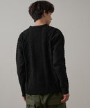 マシン ウォッシャブル  アンチ ピリング 軽量 アラン柄 クルーセーター イージーケア BLUE STANDARD ブルースタンダード