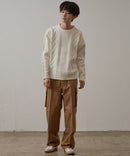 マシン ウォッシャブル  アンチ ピリング 軽量 アラン柄 クルーセーター イージーケア BLUE STANDARD ブルースタンダード