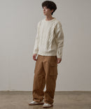 マシン ウォッシャブル  アンチ ピリング 軽量 アラン柄 クルーセーター イージーケア BLUE STANDARD ブルースタンダード