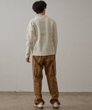 マシン ウォッシャブル  アンチ ピリング 軽量 アラン柄 クルーセーター イージーケア BLUE STANDARD ブルースタンダード