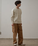 マシン ウォッシャブル  アンチ ピリング 軽量 アラン柄 クルーセーター イージーケア BLUE STANDARD ブルースタンダード