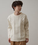 マシン ウォッシャブル  アンチ ピリング 軽量 アラン柄 クルーセーター イージーケア BLUE STANDARD ブルースタンダード