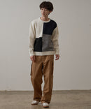 マシン ウォッシャブル アンチ ピリング 軽量 切り替え デザイン セーター イージーケア BLUE STANDARD ブルースタンダード