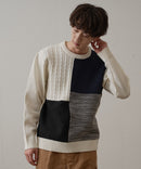 マシン ウォッシャブル アンチ ピリング 軽量 切り替え デザイン セーター イージーケア BLUE STANDARD ブルースタンダード