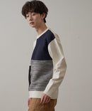 マシン ウォッシャブル アンチ ピリング 軽量 切り替え デザイン セーター イージーケア BLUE STANDARD ブルースタンダード