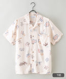 接触冷感 総柄 アロハシャツ レーヨン100% オープンカラー 開襟 ストリート モード カジュアル 夏服  UNIIT ユニット