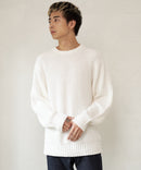 ふんわり もちもちのやみつきな触り心地 ふわもちモール 畦編み クルー ネックセーター BLUE STANDARD ブルースタンダード