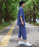 ドライタッチ 吸水速乾 ストレッチ楊柳クロップドパンツ BLUE STANDARD ブルースタンダード