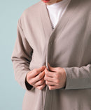 【KAITEKI+】ドライタッチ 吸水 速乾 ストレッチ イージーケア ドライリップル ボタン カーディガン  快適 カイテキ