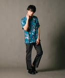 接触冷感 総柄 アロハシャツ レーヨン100% オープンカラー 開襟 ストリート モード カジュアル 夏服  UNIIT ユニット