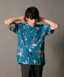 接触冷感 総柄 アロハシャツ レーヨン100% オープンカラー 開襟 ストリート モード カジュアル 夏服  UNIIT ユニット