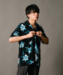 接触冷感 総柄 アロハシャツ レーヨン100% オープンカラー 開襟 ストリート モード カジュアル 夏服  UNIIT ユニット