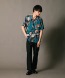 接触冷感 総柄 アロハシャツ レーヨン100% オープンカラー 開襟 ストリート モード カジュアル 夏服  UNIIT ユニット