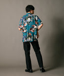接触冷感 総柄 アロハシャツ レーヨン100% オープンカラー 開襟 ストリート モード カジュアル 夏服  UNIIT ユニット