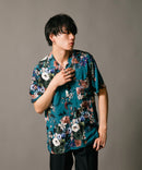 接触冷感 総柄 アロハシャツ レーヨン100% オープンカラー 開襟 ストリート モード カジュアル 夏服  UNIIT ユニット