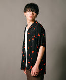 接触冷感 総柄 アロハシャツ レーヨン100% オープンカラー 開襟 ストリート モード カジュアル 夏服  UNIIT ユニット