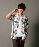接触冷感 総柄 アロハシャツ レーヨン100% オープンカラー 開襟 ストリート モード カジュアル 夏服  UNIIT ユニット