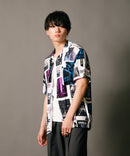 接触冷感 総柄 アロハシャツ レーヨン100% オープンカラー 開襟 ストリート モード カジュアル 夏服  UNIIT ユニット