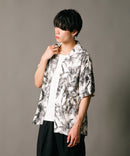 接触冷感 総柄 アロハシャツ レーヨン100% オープンカラー 開襟 ストリート モード カジュアル 夏服  UNIIT ユニット