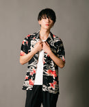接触冷感 総柄 アロハシャツ レーヨン100% オープンカラー 開襟 ストリート モード カジュアル 夏服  UNIIT ユニット