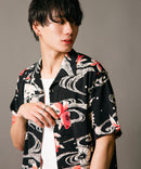 接触冷感 総柄 アロハシャツ レーヨン100% オープンカラー 開襟 ストリート モード カジュアル 夏服  UNIIT ユニット