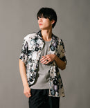 接触冷感 総柄 アロハシャツ レーヨン100% オープンカラー 開襟 ストリート モード カジュアル 夏服  UNIIT ユニット