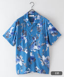 接触冷感 総柄 アロハシャツ レーヨン100% オープンカラー 開襟 ストリート モード カジュアル 夏服  UNIIT ユニット