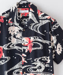 接触冷感 総柄 アロハシャツ レーヨン100% オープンカラー 開襟 ストリート モード カジュアル 夏服  UNIIT ユニット