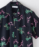 接触冷感 総柄 アロハシャツ レーヨン100% オープンカラー 開襟 ストリート モード カジュアル 夏服  UNIIT ユニット