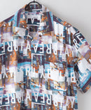 接触冷感 総柄 アロハシャツ レーヨン100% オープンカラー 開襟 ストリート モード カジュアル 夏服  UNIIT ユニット