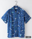 接触冷感 総柄 アロハシャツ レーヨン100% オープンカラー 開襟 ストリート モード カジュアル 夏服  UNIIT ユニット