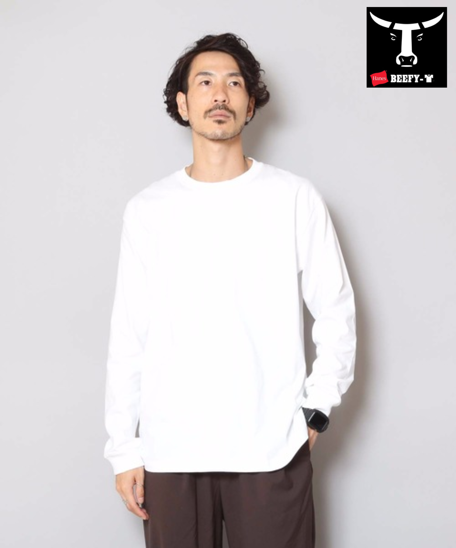 BEEFY LONG SLEEVE BIG TEE H5186L Hanes ヘインズ ビーフィー 長袖 T