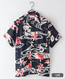 接触冷感 総柄 アロハシャツ レーヨン100% オープンカラー 開襟 ストリート モード カジュアル 夏服  UNIIT ユニット