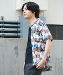 接触冷感 総柄 アロハシャツ レーヨン100％ オープンカラー 開襟 ストリート モード カジュアル 夏服  UNIIT ユニット