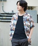 接触冷感 総柄 アロハシャツ レーヨン100％ オープンカラー 開襟 ストリート モード カジュアル 夏服  UNIIT ユニット