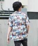 接触冷感 総柄 アロハシャツ レーヨン100％ オープンカラー 開襟 ストリート モード カジュアル 夏服  UNIIT ユニット