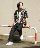 接触冷感 総柄 アロハシャツ レーヨン100％ オープンカラー 開襟 ストリート モード カジュアル 夏服  UNIIT ユニット