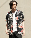 接触冷感 総柄 アロハシャツ レーヨン100％ オープンカラー 開襟 ストリート モード カジュアル 夏服  UNIIT ユニット