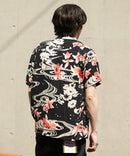 接触冷感 総柄 アロハシャツ レーヨン100％ オープンカラー 開襟 ストリート モード カジュアル 夏服  UNIIT ユニット