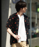 接触冷感 総柄 アロハシャツ レーヨン100％ オープンカラー 開襟 ストリート モード カジュアル 夏服  UNIIT ユニット