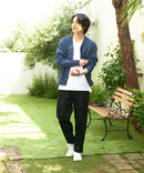 【KAITEKI+】ドライタッチ 吸水 速乾 ストレッチ イージーケア ドライリップル ボタン カーディガン  快適 カイテキ