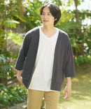 【KAITEKI+】RACOOL ラクール 7分袖 カーディガン 接触 冷感 ソフトタッチ ストレッチ 滑らか 快適 夏服 クールビズ レーヨン リラクシングウェア 冷房対策
