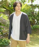 【KAITEKI+】RACOOL ラクール 7分袖 カーディガン 接触 冷感 ソフトタッチ ストレッチ 滑らか 快適 夏服 クールビズ レーヨン リラクシングウェア 冷房対策