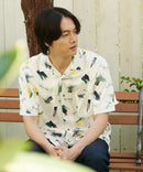 接触冷感 総柄 アロハシャツ レーヨン100％ オープンカラー 開襟 ストリート モード カジュアル 夏服  UNIIT ユニット