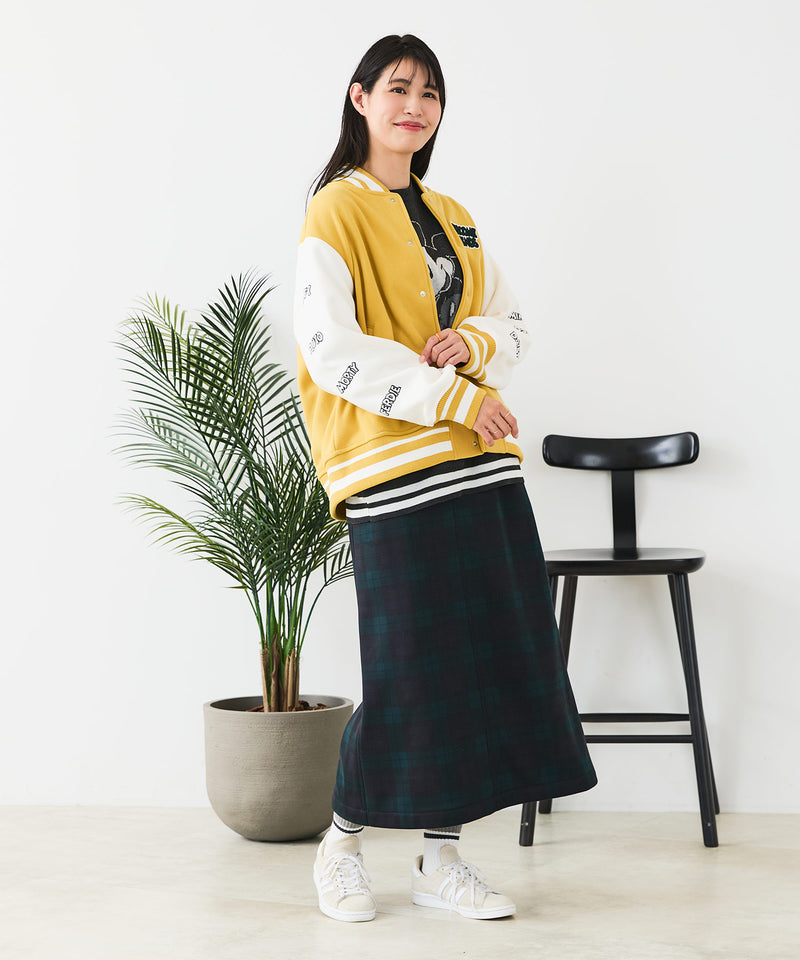 【Disney/ディズニー】MICKEY MOUSE/ミッキーマウス 袖切替 ワッペン刺繍 フリース スタジャン