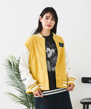 【Disney/ディズニー】MICKEY MOUSE/ミッキーマウス 袖切替 ワッペン刺繍 フリース スタジャン