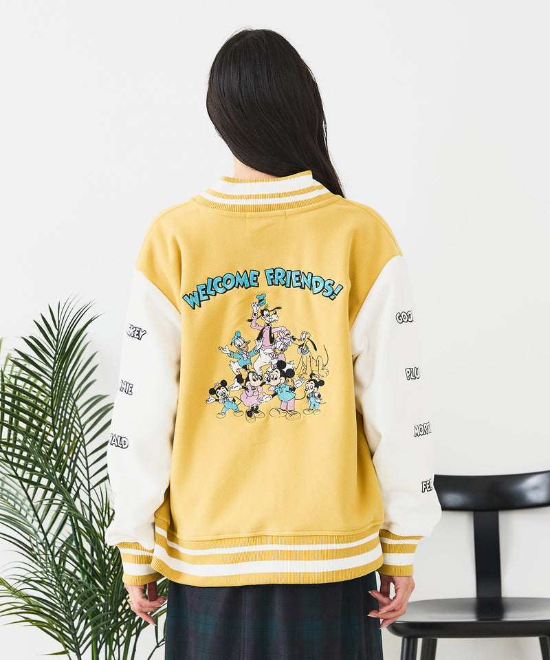 【Disney/ディズニー】MICKEY MOUSE/ミッキーマウス 袖切替 ワッペン刺繍 フリース スタジャン